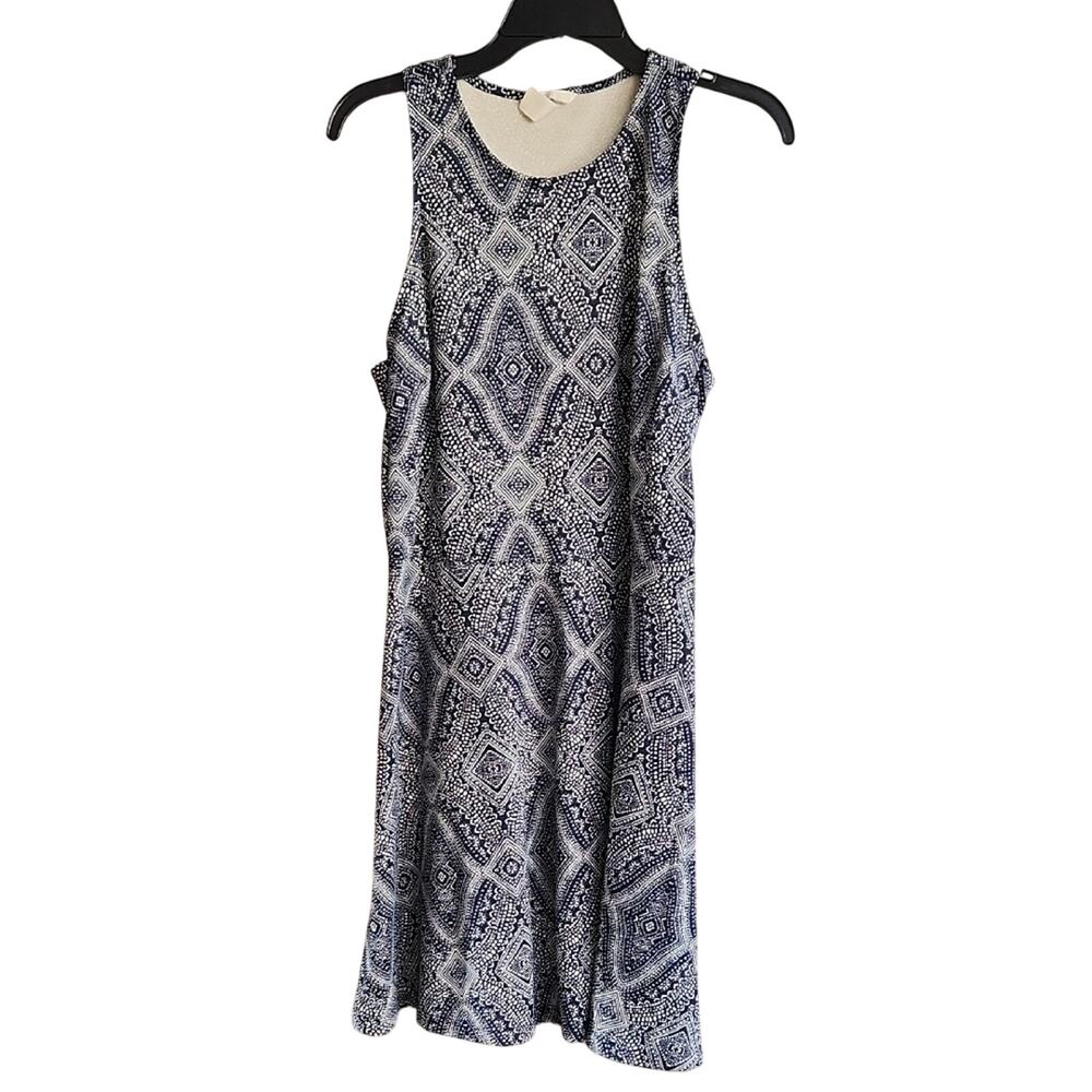 H&M Navy Geometric Midi Dress large
